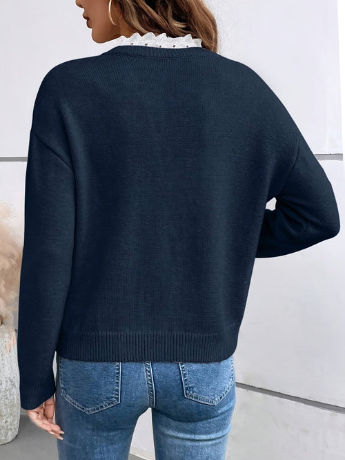 Colette™ | Pull col V en dentelle