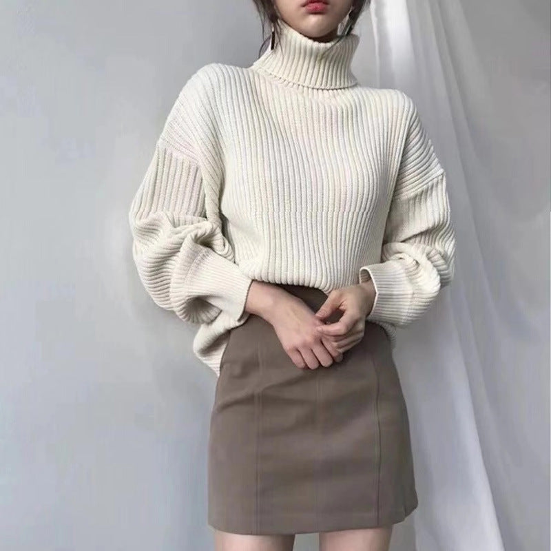 Lorance™ | Luxe Pull à col roulé et à manches ballon