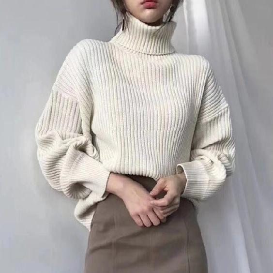 Lorance™ | Luxe Pull à col roulé et à manches ballon