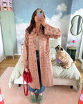 Lorance™ | Trench Long Carreaux Rouge