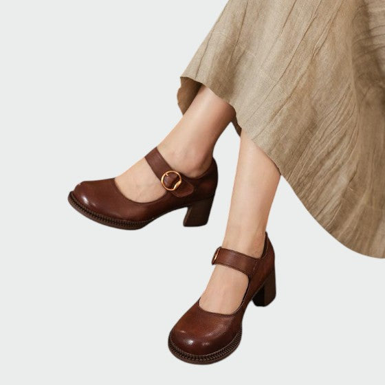 Olivia - Chaussures Mary Jane avec talon épais et boucle