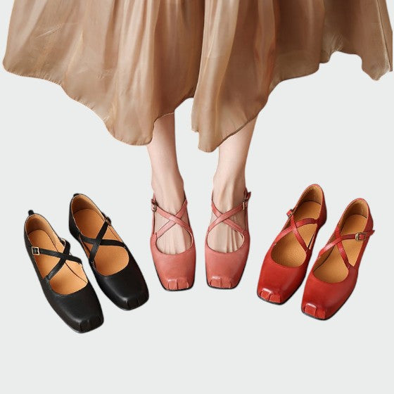 Olivia - Chaussures Mary Jane avec bout carré et bride croisée