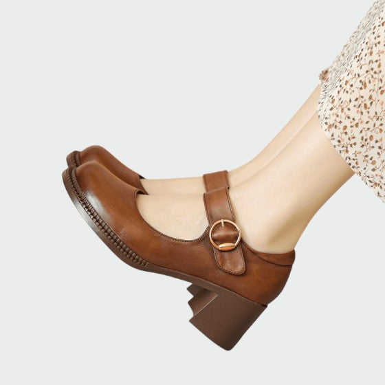 Olivia - Chaussures Mary Jane avec talon épais et boucle