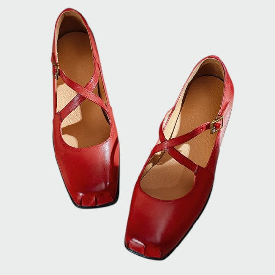 Olivia - Chaussures Mary Jane avec bout carré et bride croisée