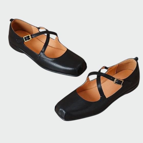Olivia - Chaussures Mary Jane avec bout carré et bride croisée