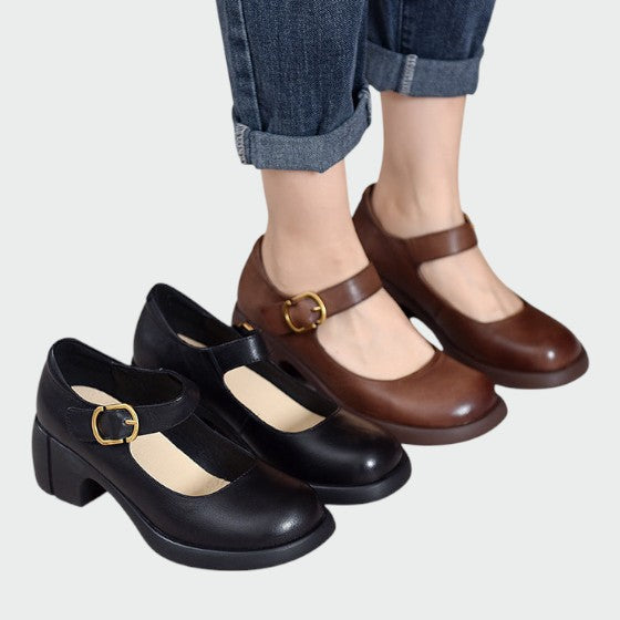 Olivia - Chaussures Mary Jane avec talon épais et boucle