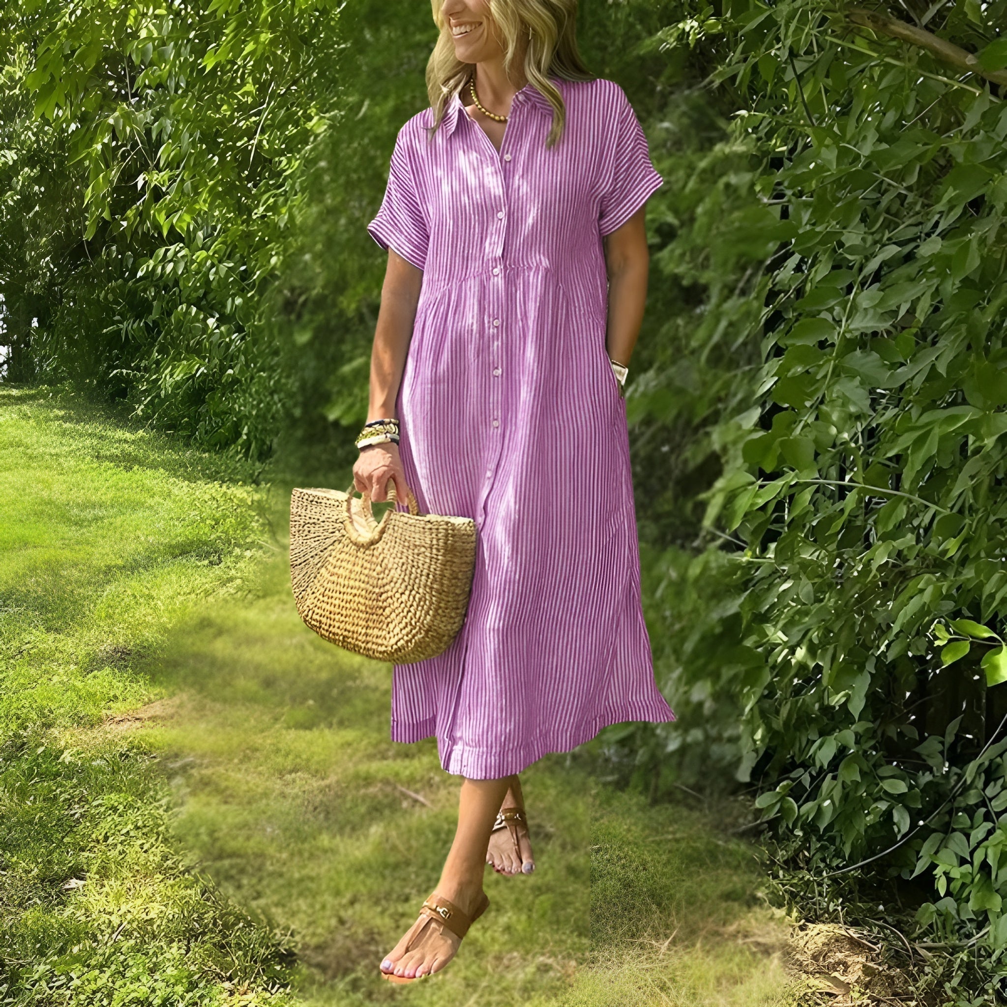 Lorance™ | Robe Chemise Rayée Flatteuse